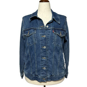 Levis Jacket Womens 1X‎ Blue Denim Trucker Type 3 Button Up Biker Western